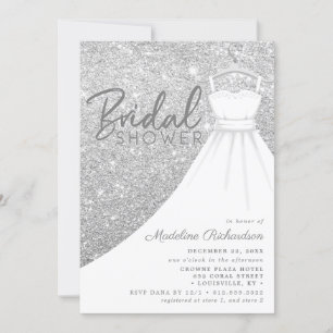 Invitation Robe de mariée pailletée argentée Chic douche de m