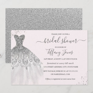 Invitation Robe de mariée pailletée argentée Fête de mariage