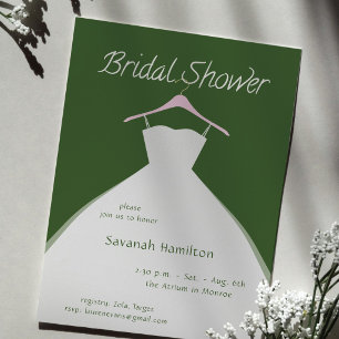 Invitation Robe de Mariée Suspendue Fête de Fiançailles Verte