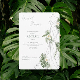 Invitation Robe de Mariée Tropicale Élégante pour la Fête de