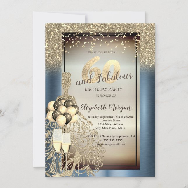 Invitation Robe de parties scintillant, Ballons, Blue Metalli (Devant)