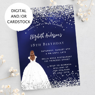 Invitation Robe de parties scintillant bleu marine