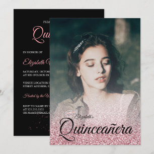 Invitation Robe de Parties scintillant en or Rose noir Photo