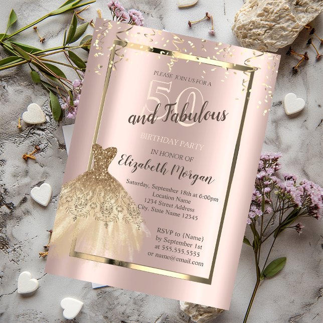 Invitation Robe de Parties scintillant Gold Sequins 50e anniv (Créateur téléchargé)