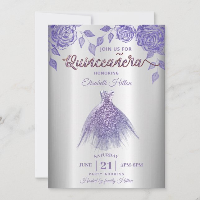 Invitation Robe de Parties scintillant romantique rose Lilac  (Devant)