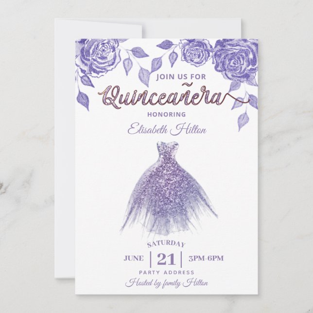 Invitation Robe de Parties scintillant romantique rose Lilac  (Devant)