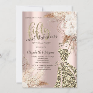 Invitation Robe de parties scintillant, Rose or Boho Flower 5