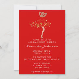 Invitation Robe de Parties scintillant rouge or 16e Fête des