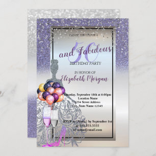 Invitation Robe de Parties scintillant violet en argent, 50e 