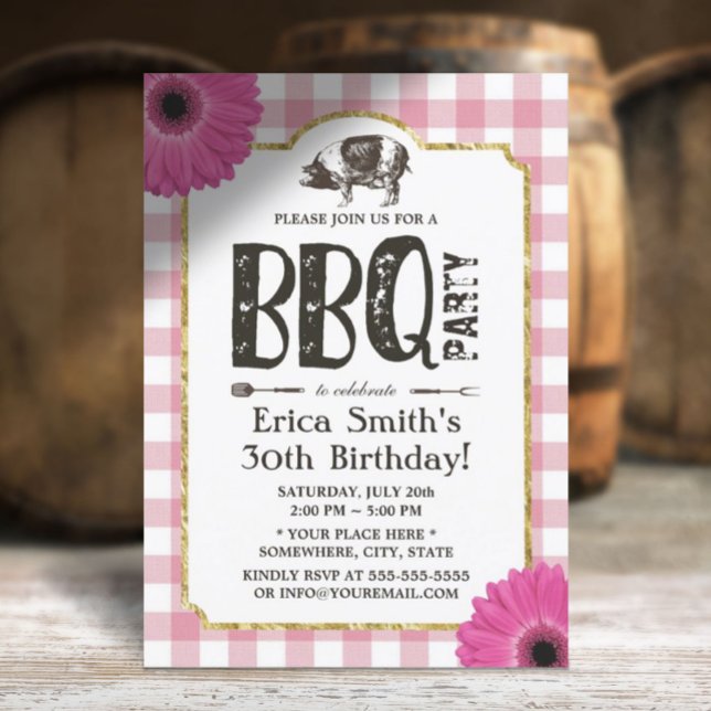 Invitation Robe de porc rôti de marmite rustique BBQ rose Pla (Créateur téléchargé)