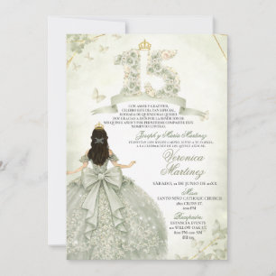 Invitation Robe de Princesse 15 Ans Fleurs de Sauge Espagnole