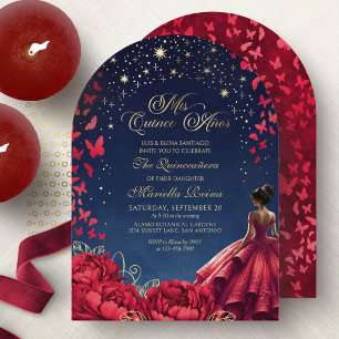 Invitation Robe de princesse céleste florale rouge Élégante Q