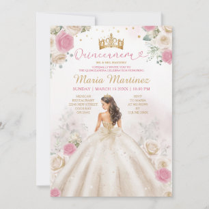 Invitation Robe de princesse en ivoire crème Dusty Rose Quinc