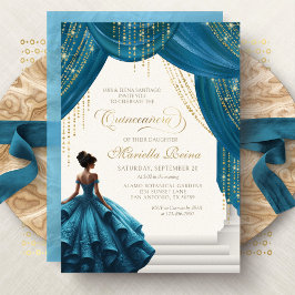 Invitation Robe de princesse sarcelle élégante Quinceanera
