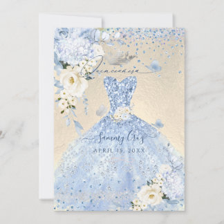 Invitation Robe de Quinceanera Bleue Poussiéreuse PixDezines 
