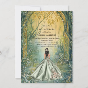 Invitation Robe de Quinceanera Portail de la Forêt Enchantée