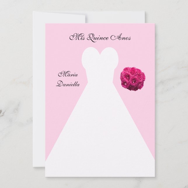 Invitation Robe de Quinceanera sur le coing rose Anos (Devant)