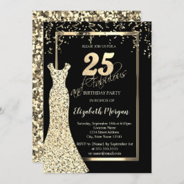 Invitation Robe de Séquins d'or Noir 25e anniversaire