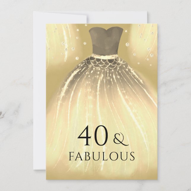 Invitation Robe de sirène d'or 40 et fabuleux 40e anniversair (Devant)