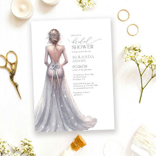 Invitation Robe de soirée élégante à paillettes argentées pou