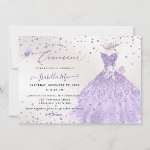 Invitation Robe de soirée lilas violet argenté pailleté pour 