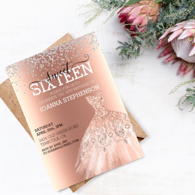 Invitation Robe de soirée pour 16 ans avec diamants  (Créateur téléchargé)