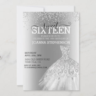 Invitation Robe de soirée pour fête d'anniversaire Sweet 16 S