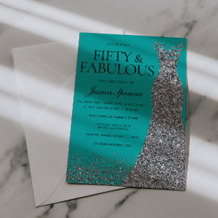 Invitation Robe d'élégance argentée 50 & Fabuleuse ! 50e anni
