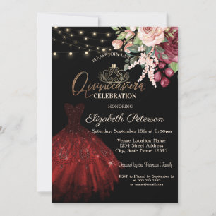 Invitation Robe, Diadème, Guirlande Lumineuse Florale Quincea