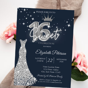 Invitation  Robe Diamants,Diamants Étoiles Bleu Marine Sweet 