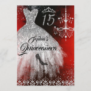 Invitation Robe Diamond étincelante Robe Rouge Argent Noir Qu