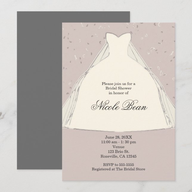 Invitation Robe d'illustration chic moderne Fête des mariées (Devant / Derrière)