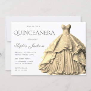 Invitation Robe d'or enchantée Quinceanera