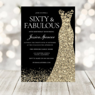 Invitation Robe d'or noir soixante et fabuleux 60e anniversai