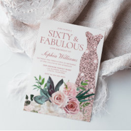 Invitation Robe d'or rose pâle Rose rose 60e anniversaire