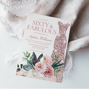 Invitation Robe d'or rose pâle Rose rose 60e anniversaire