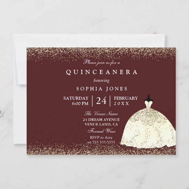 Invitation Robe dorée de Bourgogne Parties scintillant Quince (Dos)