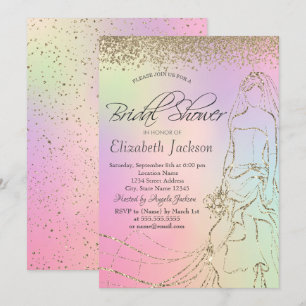 Invitation Robe dorée, Mariage holographique de diamants