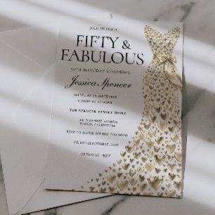 Invitation Robe élégante dorée Cinquante & Fabuleuse 50e Anni