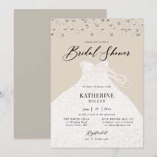 Invitation Robe élégante en perles Classy Ecru Fête des marié