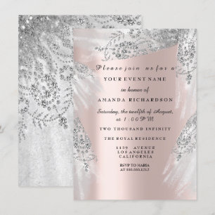 Invitation Robe en argent douce 16e Fête des mariées Rose roy