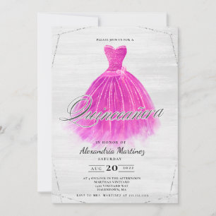 Invitation Robe en bois de Fuschia parties scintillant Quince