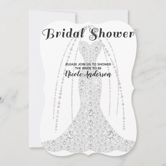 Invitation Robe en diamant blanc TOUTE COULEUR Fête des marié (Devant)