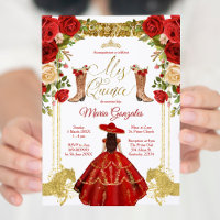 Robe et bottes Red Charro Mexique Mis Quince