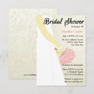 Invitation Robe et bouquet 3x5 vertical -Invitation Fête des