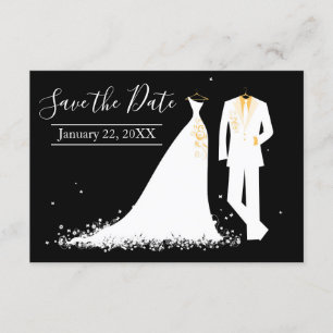 Invitation Robe et tux - 3x5 Enregistrer la date avec la phot