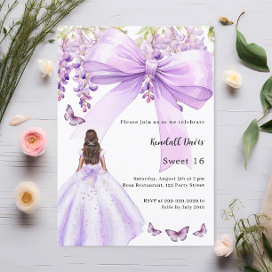 Invitation Robe fleurie arc lavande Sweet 16
