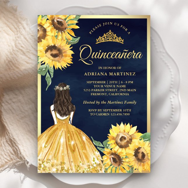Invitation Robe florale jaune Fleurs de soleil Marine Quincea (Créateur téléchargé)