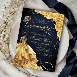 Invitation Robe Florale Jaune Quinceañera