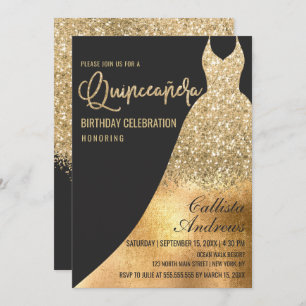 Invitation Robe glamour en or noir Parties scintillant Quince